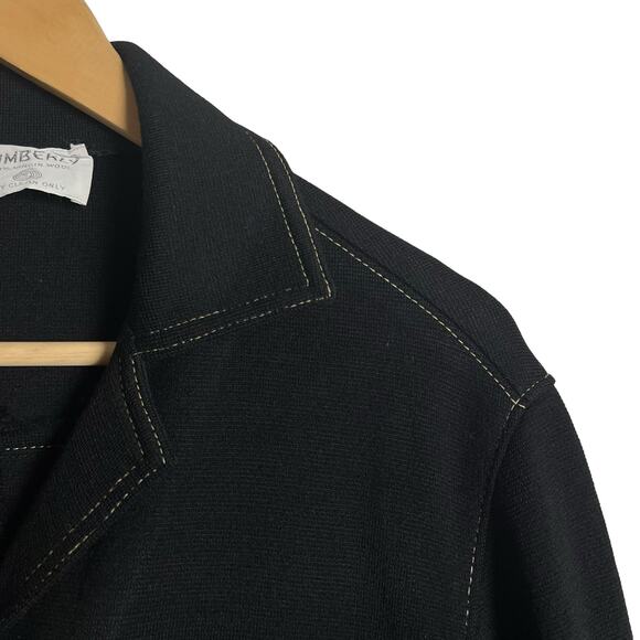 Vintage Kimberly Black Wool Knit Belted Button Front Patch Pocket Jacket Size L - Picture 3 of 12